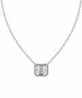 2.00ct Emerald Cut Lab Diamond Bezel Set Pendant and Necklace