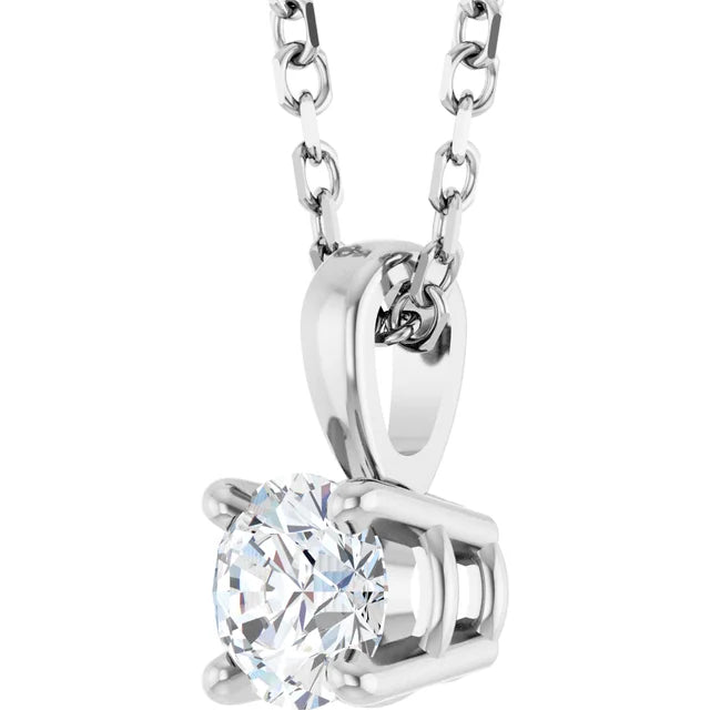 14K White 1 CT Lab-Grown Diamond 18" Necklace