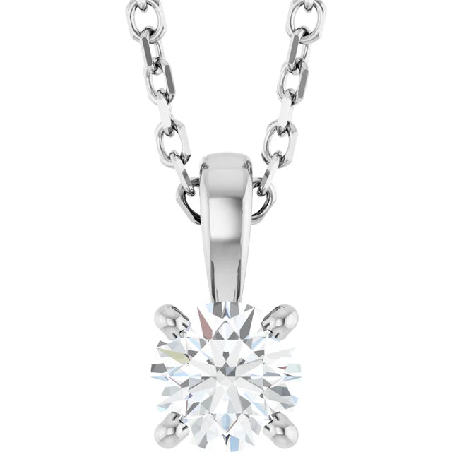 14K White 1 CT Lab-Grown Diamond 18" Necklace