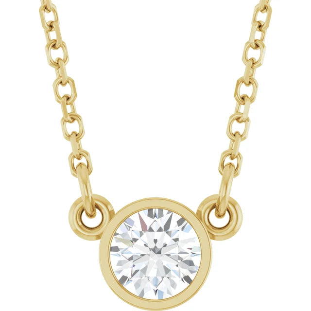 14K Yellow 1/4 CT Natural Diamond Solitaire 18" Necklace