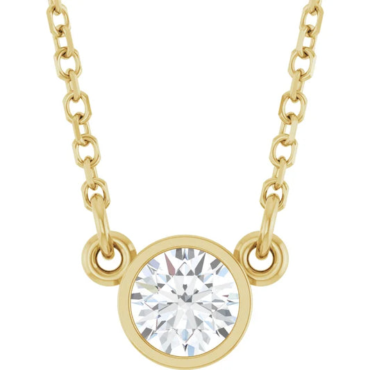 14K Yellow 1/4 CT Natural Diamond Solitaire 18" Necklace