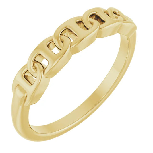 14K Yellow Anchor Chain Link Ring