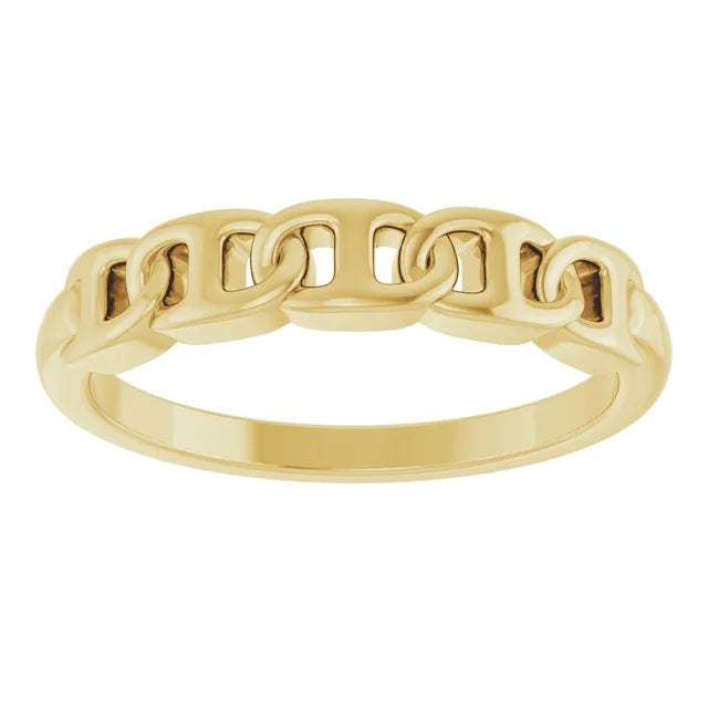 14K Yellow Anchor Chain Link Ring