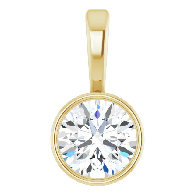 14K Yellow 1/4 CT Natural Diamond Bezel-Set Solitaire Pendant