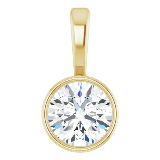 14K Yellow 1/4 CT Natural Diamond Bezel-Set Solitaire Pendant