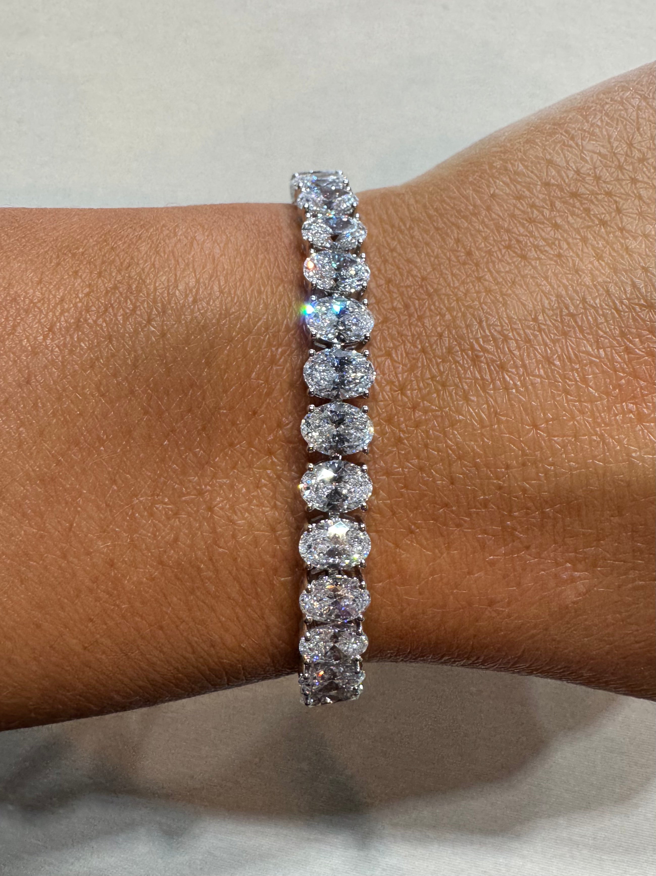 Large Lab Grown Oval Diamond Tennis Bracelet